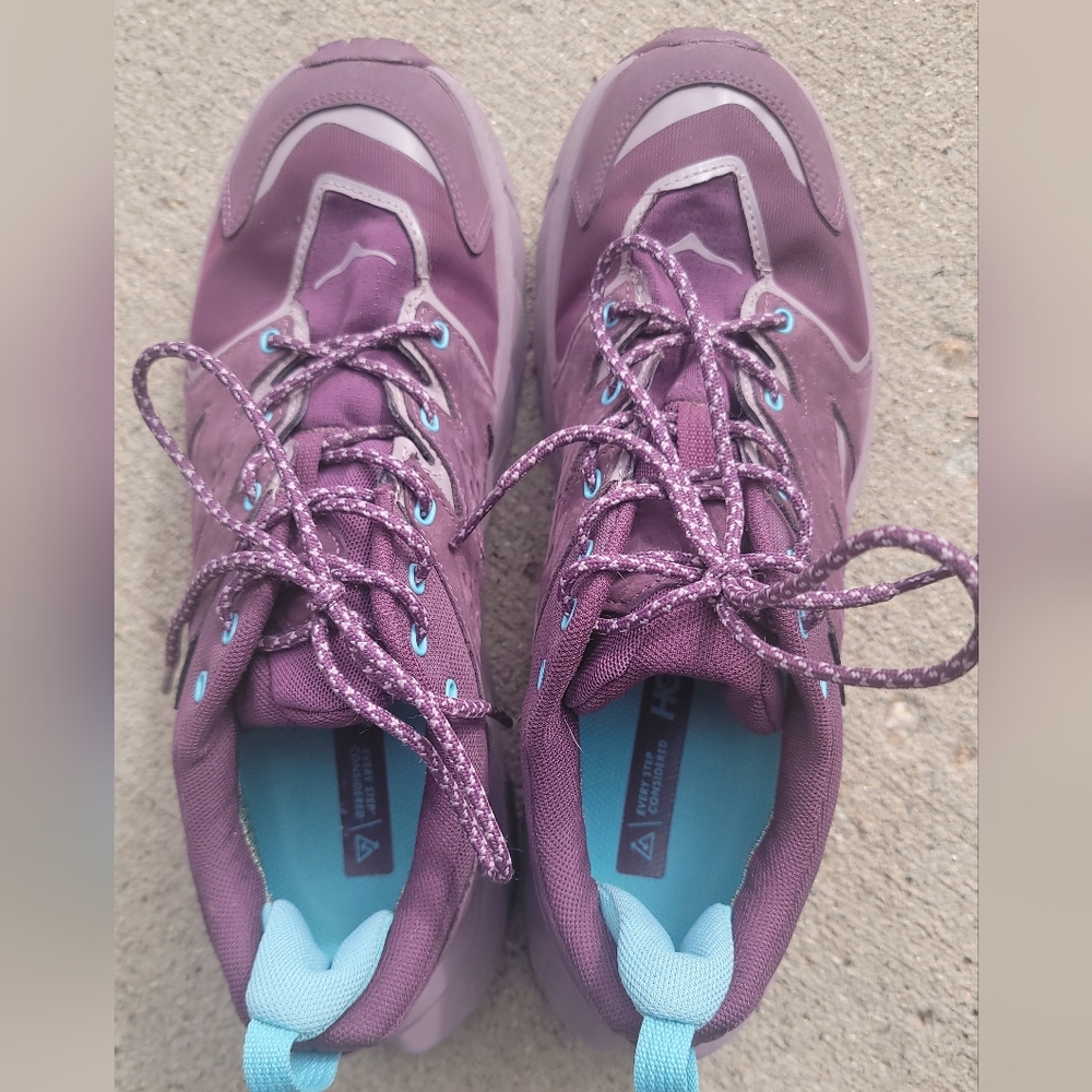 Hoka Women's Gore-Tex Anacapa Low GTX, Size 10B PurpleSneakers with Aqua Accents
